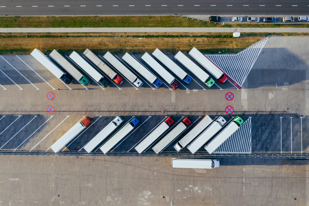 aerial view of truck stop