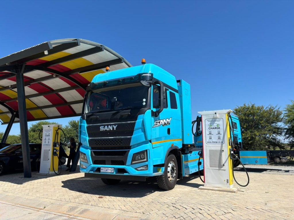 electric truck charging at Wolmaransstad CHARGE charging station in South Africa